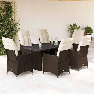 vidaXL 7-delige Tuinset met kussens poly rattan bruin, Verzenden, Nieuw, Tuinset