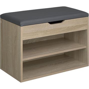 tectake Schoenenkast Jasmina met zitkussen 60x30x43,5cm - Li, Huis en Inrichting, Verzenden, Nieuw