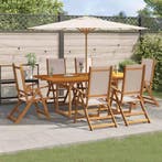 vidaXL 7-delige Tuinset massief acaciahout en textileen, Verzenden, Tuinset