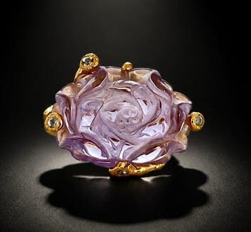 925 zilver - 14k gesneden amethist - topaas - Ring