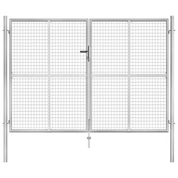 vidaXL Tuinpoort gegalvaniseerd staal 306x175 cm zilver, Verzenden, Nieuw