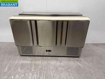 RVS Koelwerkbank Saladette 3 deuren 136 cm 230V Horeca, Ophalen of Verzenden