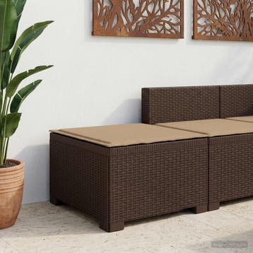 vidaXL Eén-zits Tuin Sofa met Kussen Rieten Look PP Bruin, Verzenden, Nieuw