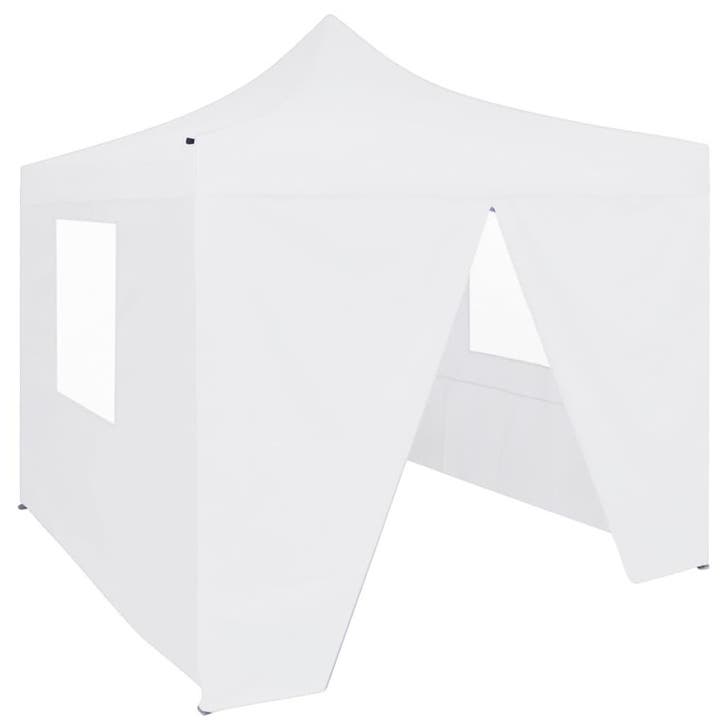 vidaXL Partytent met 4 zijwanden inklapbaar 3x3 m staal wit, Tuin en Terras, Partytenten, Nieuw, Verzenden