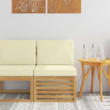 vidaXL Buiten Midden Sofa Massief Acacia Hout Wit, Tuin en Terras, Verzenden, Nieuw