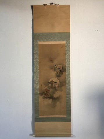 Japanese Silk Kakejiku (Hanging Scroll) - Hand-Painted