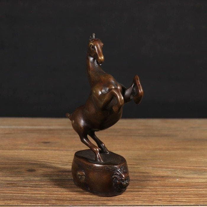 Beeld, Galloping Horse Ornament - 14.5 cm - Koper, Antiquités & Art, Curiosités & Brocante