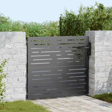 vidaXL Tuinpoort 85 x 100 cm Poedercoated staal Zwart, Verzenden