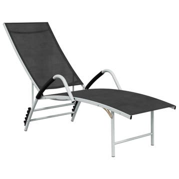vidaXL Ligbed textileen en aluminium zwart, Verzenden, Nieuw