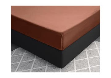 PRIMAVIERA DELUXE Satijnen Hoeslaken Bruin - 180 x 220, Nieuw