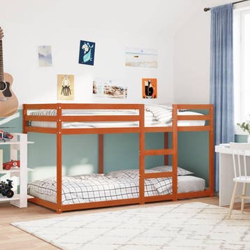 vidaXL Stapelbed massief grenenhout wasbruin 80x200 cm, Verzenden, Nieuw