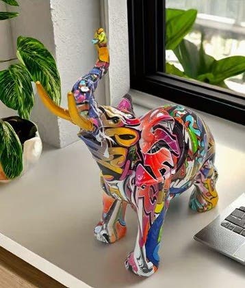 Beeldje - Pop Art Elephant - Hars
