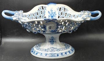 Meissen - Centre de table - Porcelaine - Coupe sur pied, Antiquités & Art
