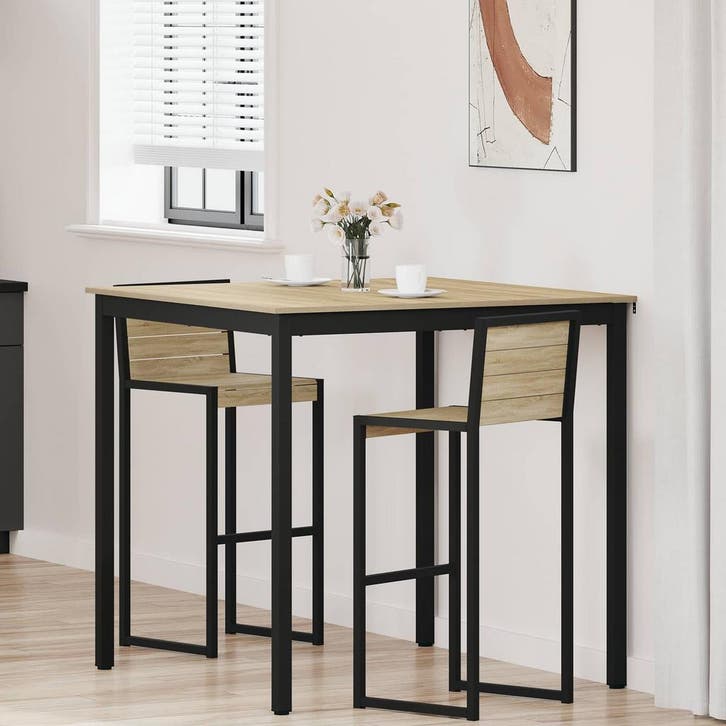 vidaXL Staande Bartafel Bewerkt hout Vierkant, Huis en Inrichting, Tafels | Eettafels, Nieuw, Verzenden