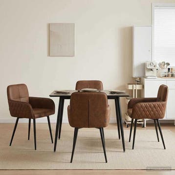 vidaXL Eetstoelen 4 st Kunst Suède Leer Bruin 59 x 56,5 x 85, Huis en Inrichting, Stoelen, Verzenden, Nieuw