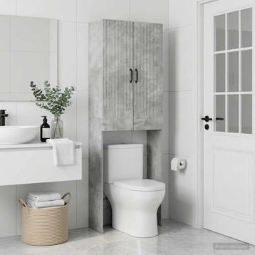 vidaXL Toiletkast HOORN Betongrijs 66 x 25,5 x 190 cm, Huis en Inrichting, Verzenden, Nieuw