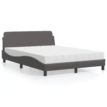 vidaXL Bed met matras Dover kunstleer grijs 140x200 cm, Huis en Inrichting, Verzenden, Nieuw