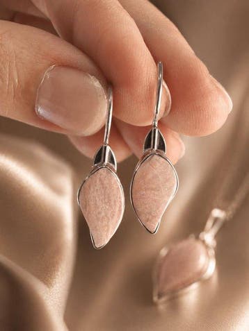 rhodoniet Oorbellen van 925 sterlingzilver- 3 g