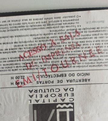 Pink Floyd - Concert ticket, Lissabon 1994 The Division, Nieuw in verpakking