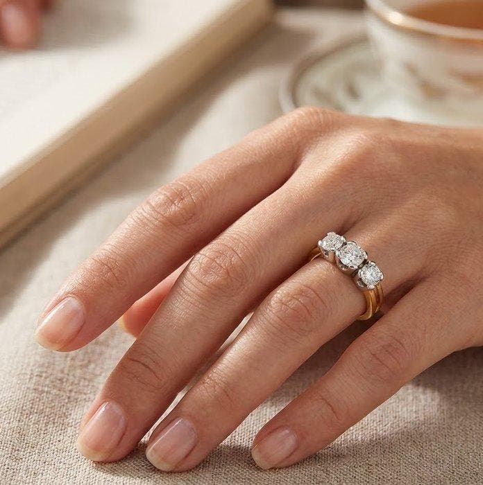 Bague - 18 carats Or jaune, Or blanc - 0.80ct. tw. Diamant, Handtassen en Accessoires, Ringen
