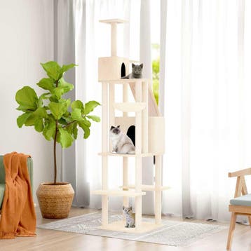 vidaXL Kattenmeubel met sisal krabpalen 201 cm crèmekleurig, Dieren en Toebehoren, Verzenden, Nieuw