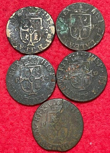Spanje. Fernando VII. 12 Sous Lote de 5 monedas Palma de