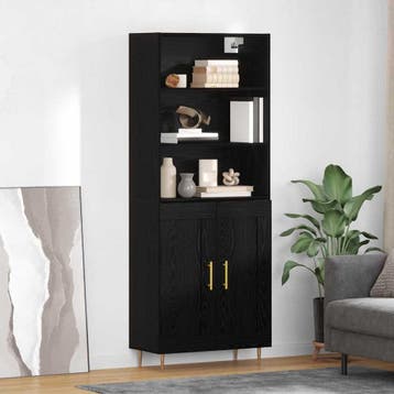 vidaXL Highboard Zwart Eiken 69,5 x 34 x 180 cm Bewerkt hout, Verzenden, Nieuw