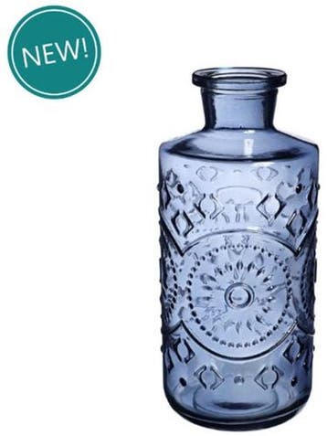 Gekleurde glazen fles berlin dark blue ook geschikt als