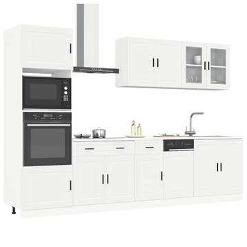 vidaXL 7-delige Keukenkastenset Porto bewerkt hout wit, Verzenden, Nieuw
