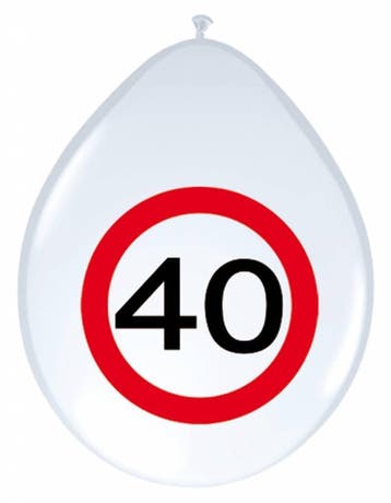 Ballonnen 40 Jaar Verkeersbord 30cm 8st, Hobby en Vrije tijd, Verzenden, Nieuw