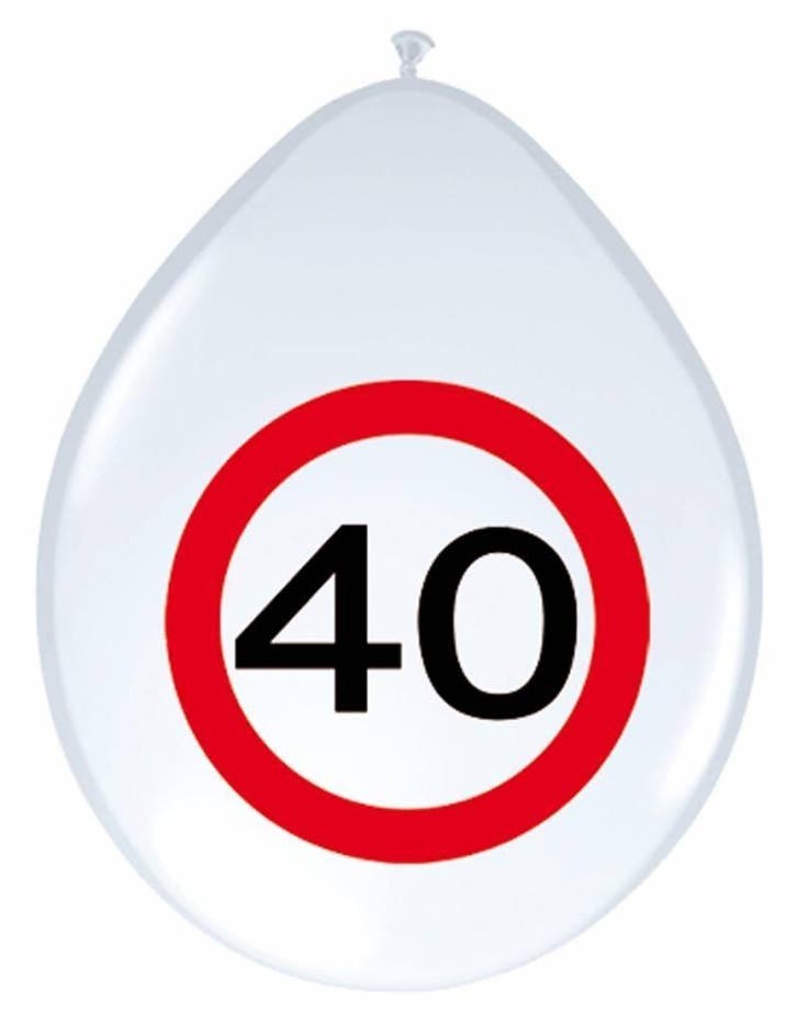 Ballonnen 40 Jaar Verkeersbord 30cm 8st, Hobby en Vrije tijd, Feestartikelen, Nieuw, Verzenden