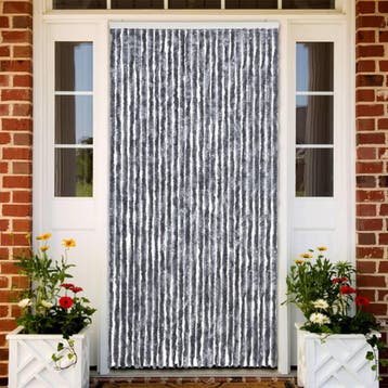 vidaXL Vliegengordijn 118x220 cm chenille zilverkleurig, Verzenden