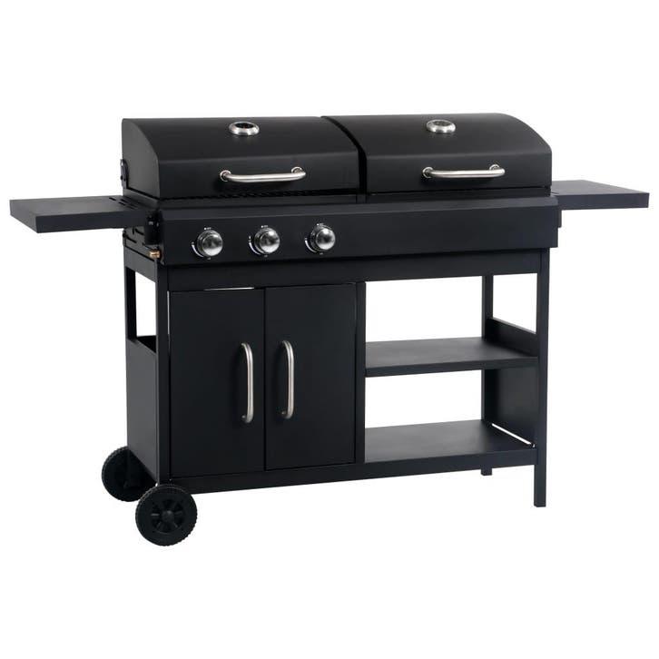 vidaXL Gas-/houtskoolbarbecue met 3 branders, Elektronische apparatuur, Overige elektronische apparatuur, Nieuw, Verzenden