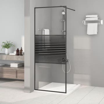 vidaXL Inloopdouchewand 80x195 cm transparant ESG-glas zwart, Doe-het-zelf en Bouw, Verzenden, Nieuw