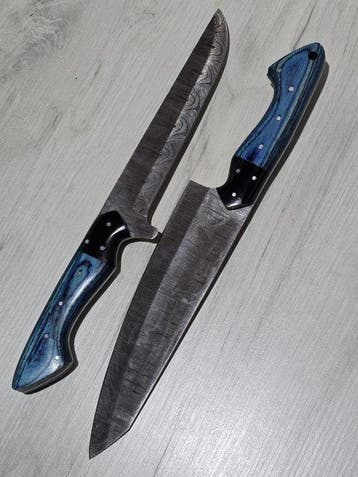 Keukenmes - Chefs knife - Gevouwen staal, Pakka wood en