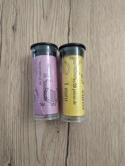 Monaco. Coin Roll 2025 (50 monnaies) en 2 rouleaux (Zonder, Timbres & Monnaies, Monnaies | Europe | Monnaies non-euro