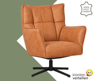 Leren draaifauteuil Lovely - Kenia Rost (oranje), Ophalen of Verzenden