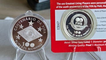 Brésil. 2004, 2 Reais silver proof coin + 1 Pelé FIFA 100