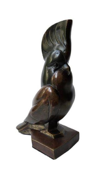Jean de La Fontinelle - Sculpture, Art deco bronzen kaketoe