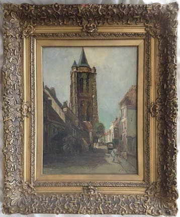 Cornelis de Zeeuw (1863 -1949) - Stadsgezicht van Gorinchem, Antiek en Kunst