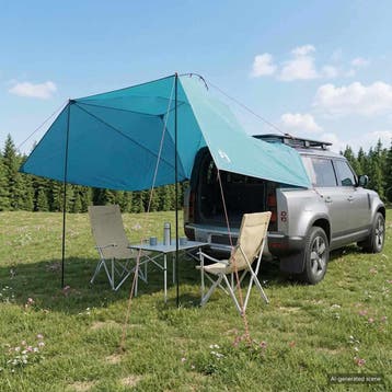 vidaXL Auto Tent Blauw 350 x 250 cm Polyester en Staal, Verzenden