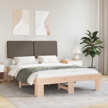 vidaXL Bedframe met Gevoerde Hoofdbord Taupe 160 x 200 cm, Verzenden