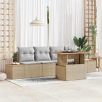 vidaXL Tuin Eettafel Set met kussen 5 pcs Beige en Grijs, Verzenden, Nieuw