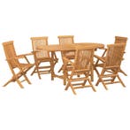 vidaXL Tuin Eettafel Set 7 pcs Bruin Massief Teakhout, Verzenden, Nieuw