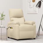 vidaXL Massagestoel elektrisch stof crèmekleurig, Verzenden
