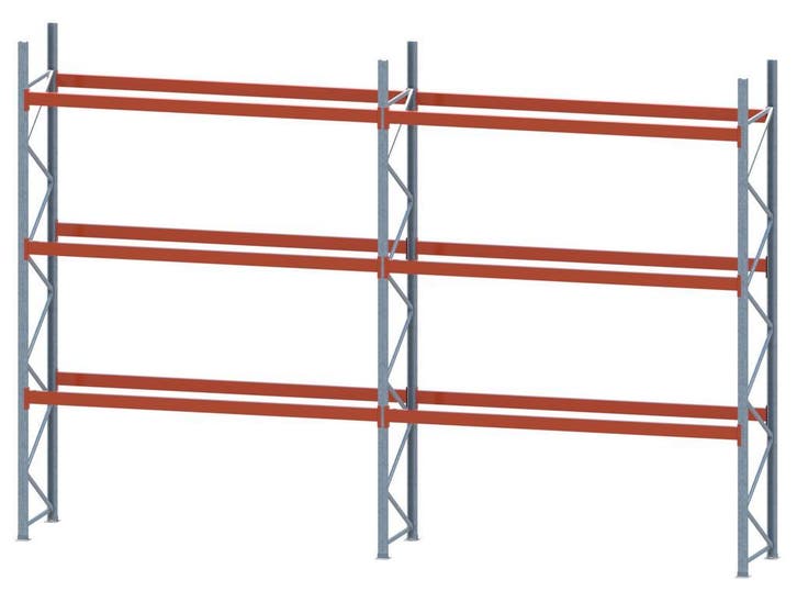 Palletstelling - 3 staanders 5000x1100mm - Tot. lengte: 5m66, Zakelijke goederen, Kantoor en Winkelinrichting | Magazijn, Stelling en Opslag