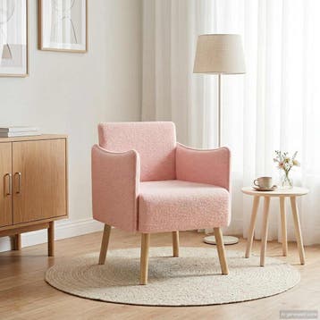 vidaXL Accentstoel Roze Bouclé, Verzenden, Nieuw
