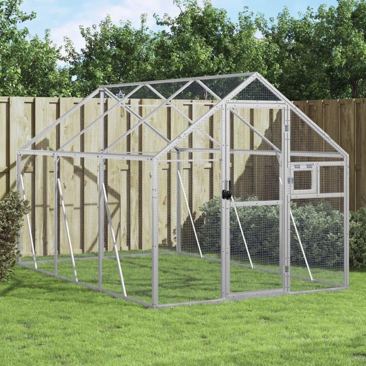 vidaXL Volière 1,79x3x1,85 m aluminium zilverkleurig, Dieren en Toebehoren, Vogels | Toebehoren, Nieuw, Verzenden