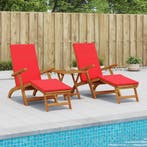 vidaXL Ligstoel die kan leunen en vouwen 3 pcs Rood, Tuin en Terras, Ligbedden, Verzenden, Nieuw
