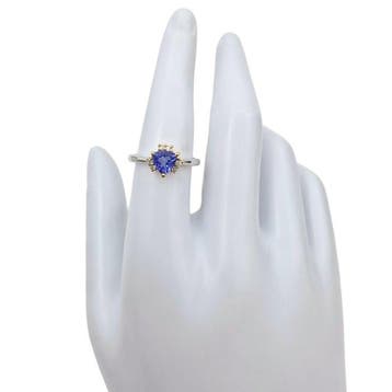 Zonder minimumprijs - Ring Zilver - Tanzaniet & Diamanten, Nieuw